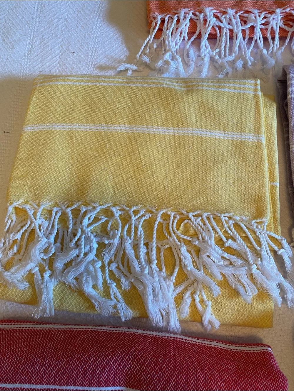 5 Beach Fouta Fringe Towel Turkish Peshtemal Towel Set 36” X 68” -B12